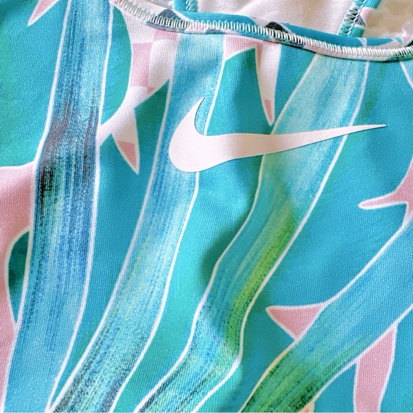 NEW♥️NIKE RACERBACK SPORTS BRA M TROPICAL PRINTED BLUE PINK GREEN WHITE BRALETTE - Picture 4 of 5